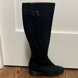 Italeau Black Suede Knee-High Boots